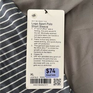 lululemon athletica Gray Striped Polo Shirt